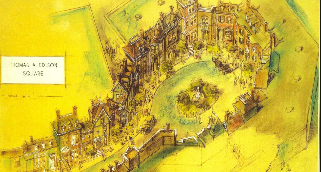 Desenho da Praça Edison na Disneyland