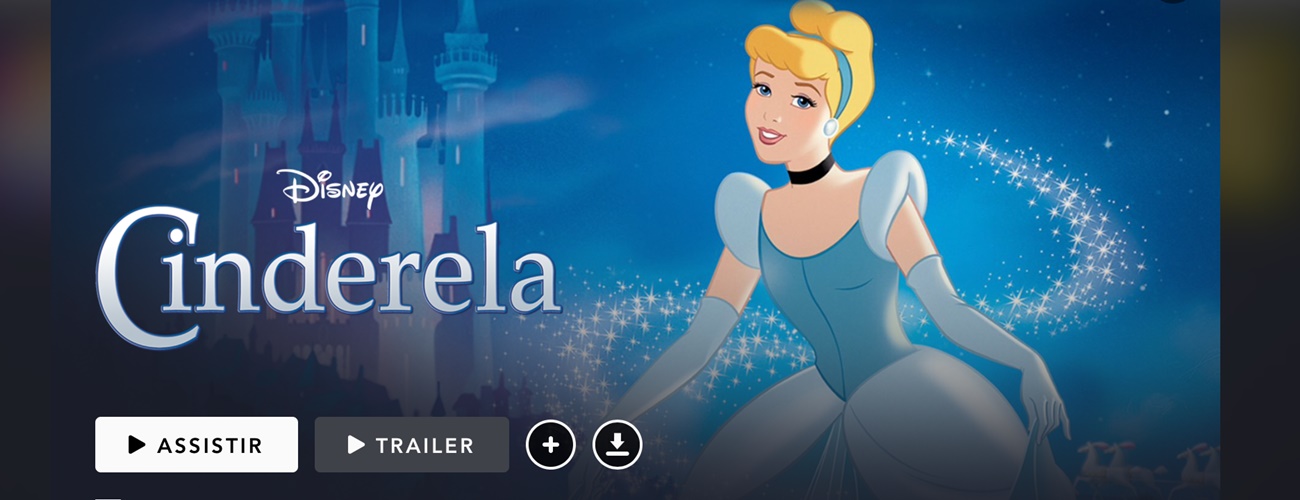 Captura de tela da página do clássico Cinderela no Disney Plus