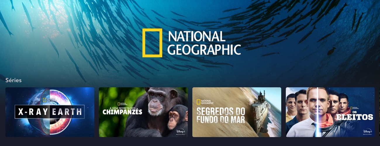 Captura de tela da seção National Geographic no Disney Plus.